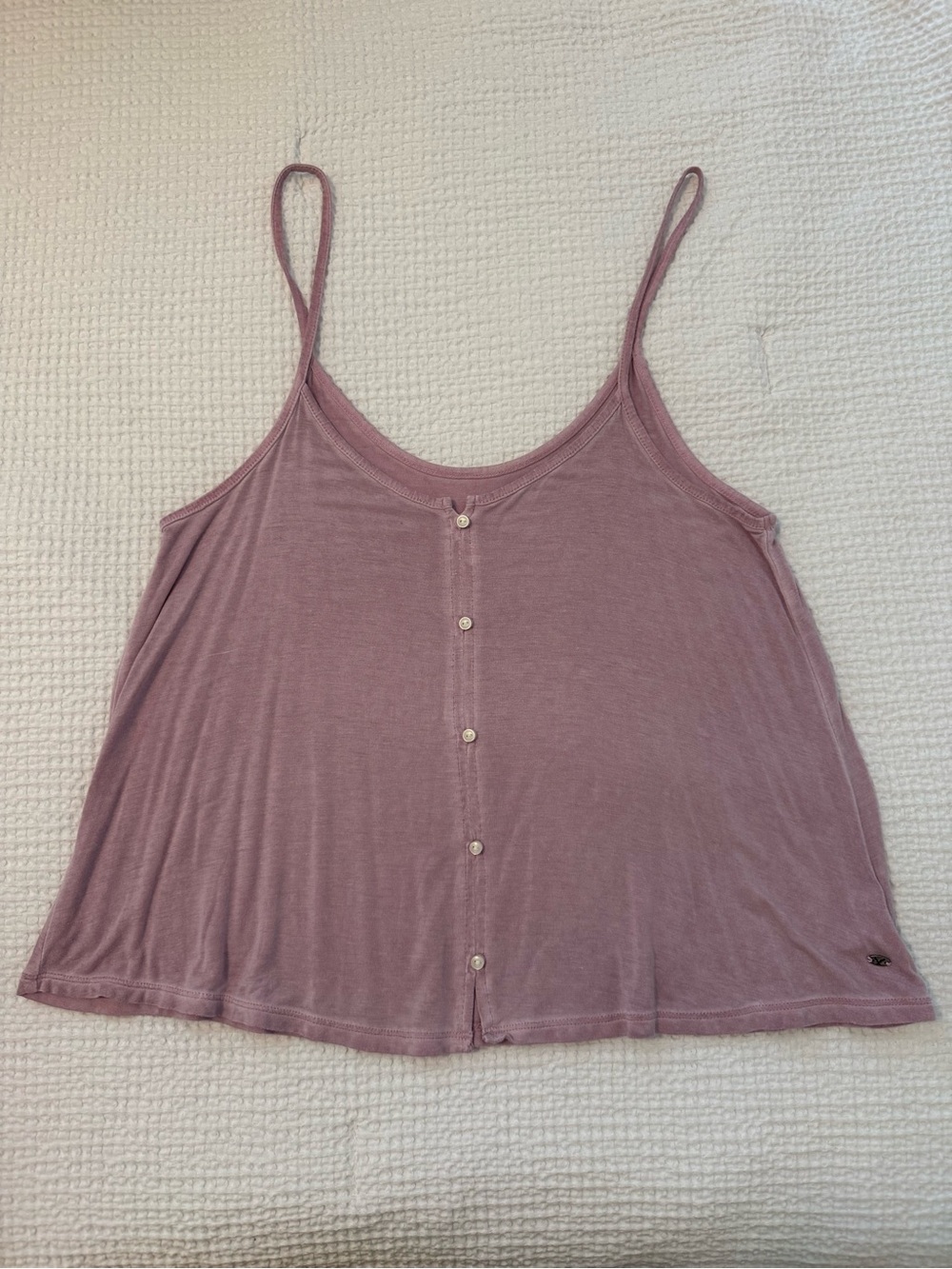 Women's Mauve Button-Front Spaghetti Strap Tank Top